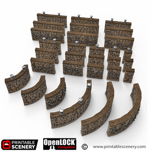 City Foundation Port Walls - Cities of Ramshackle and Ruin - Printable Scenery - Terrain, Wargaming, D&D, DnD