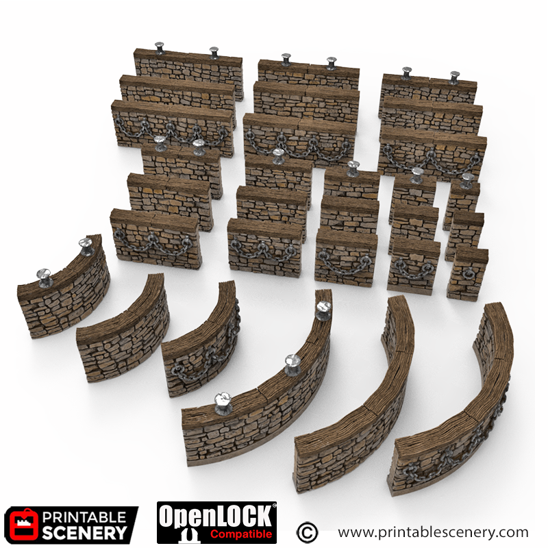 City Foundation Port Walls - Cities of Ramshackle and Ruin - Printable Scenery - Terrain, Wargaming, D&D, DnD