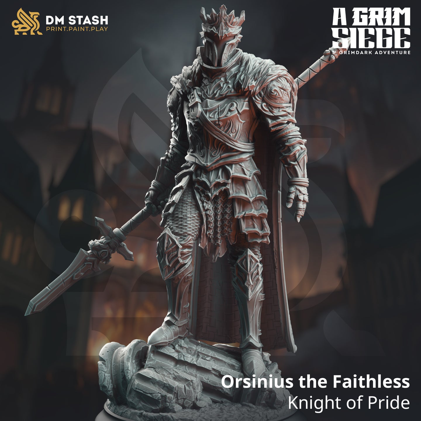 Orsinius the Faithless, Knight of Pride - A Grim Siege - DM Stash - Terrain Wargaming D&D DnD 32mm 40mm 54mm 75mm