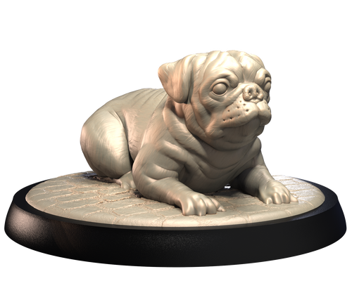 Pug - Dogs Vol 1 - 3D IP Studios - Terrain Wargaming D&D DnD 28mm 32mm 40mm 54mm 75mm 100mm 125mm