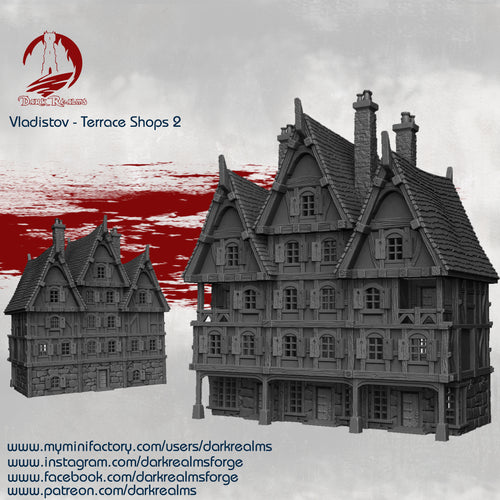 Market Town Terrace Shops 2 - Vladistov - Dark Realms Terrain Wargaming D&D DnD