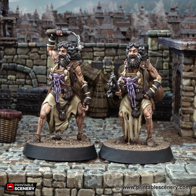 Pius Flinchly Flagellant Brother - Cities of Ramshackle and Ruin - Printable Scenery - Terrain, Wargaming, D&D, DnD 28mm 32mm 40mm 54mm