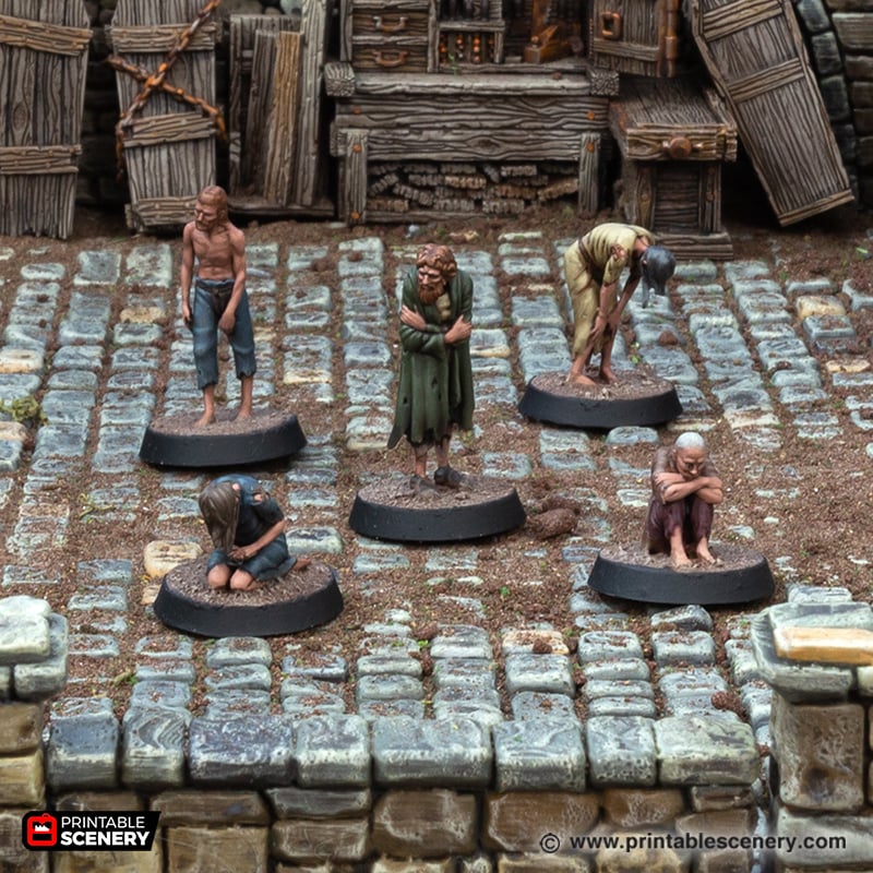 Prisoners - Cities of Ramshackle and Ruin - Printable Scenery - Terrain, Wargaming, D&D, DnD 28mm 32mm 40mm 54mm