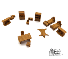 Load image into Gallery viewer, RPG Household Furniture Set - 28mm 32mm City of Tarok Wargaming Terrain Scatter D&amp;D DnD