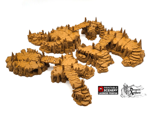 Raised Caverns - Clorehaven and the Goblin Grotto - Printable Scenery Wargaming Terrain D&D, DnD