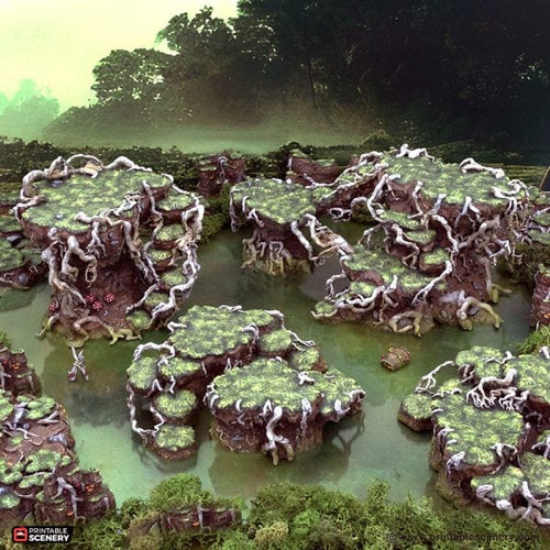Swamp Hillocks - The Gloaming Swamps - Printable Scenery Terrain Wargaming 15mm 20mm 25mm 28mm 32mm 40mm 54mm D&D DnD