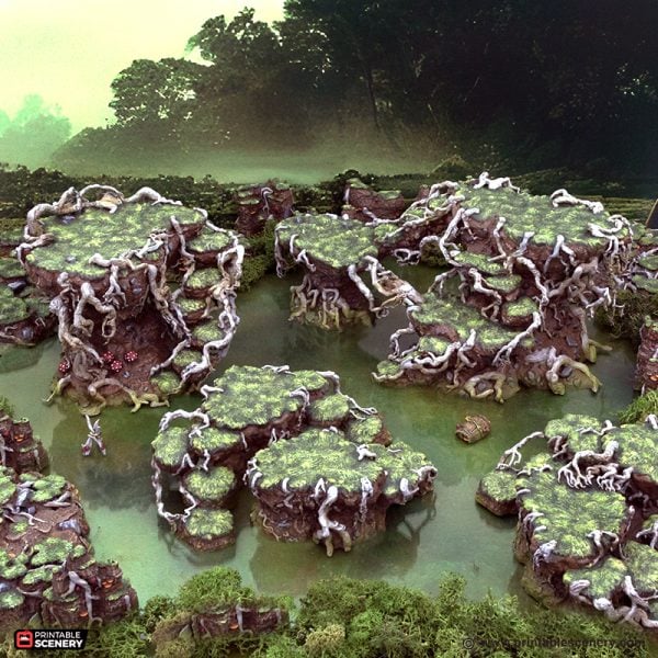 Swamp Hillocks - The Gloaming Swamps - Printable Scenery Terrain Wargaming 15mm 20mm 25mm 28mm 32mm 40mm 54mm D&D DnD