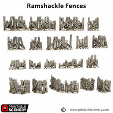 Load image into Gallery viewer, Ramshackle Fence - Cities of Ramshackle and Ruin - Printable Scenery - Terrain, Wargaming, D&amp;D, DnD