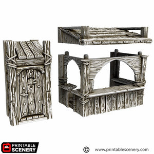 Ramshackle Outhouse and Stable - Cities of Ramshackle and Ruin - Printable Scenery - Terrain, Wargaming, D&D, DnD