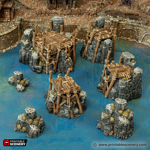 Ramshackle Rocks - Cities of Ramshackle and Ruin - Printable Scenery - Terrain, Wargaming, D&D, DnD