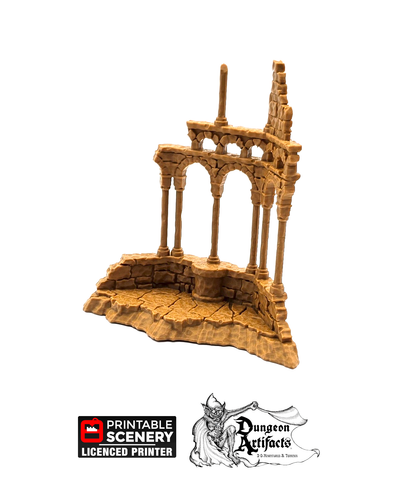 Roman Ruins Pillared Wall - Apocalypse - Printable Scenery 28mm 32mm Wargaming Terrain D&D DnD