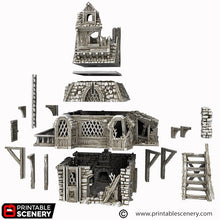 Load image into Gallery viewer, Ruined Apothecary - Cities of Ramshackle and Ruin - Printable Scenery - Terrain, Wargaming, D&amp;D, DnD