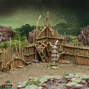 Ruined Bamboo Barricades - The Gloaming Swamps - Printable Scenery Terrain Wargaming D&D DnD 10mm 15mm 20mm 28mm 32mm 40mm 54mm