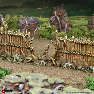 Ruined Bamboo Barricades - The Gloaming Swamps - Printable Scenery Terrain Wargaming D&D DnD 10mm 15mm 20mm 28mm 32mm 40mm 54mm