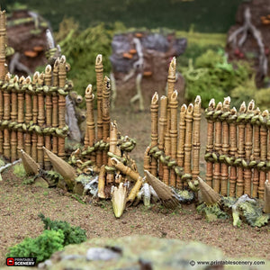 Ruined Bamboo Barricades - The Gloaming Swamps - Printable Scenery Terrain Wargaming D&D DnD 10mm 15mm 20mm 28mm 32mm 40mm 54mm