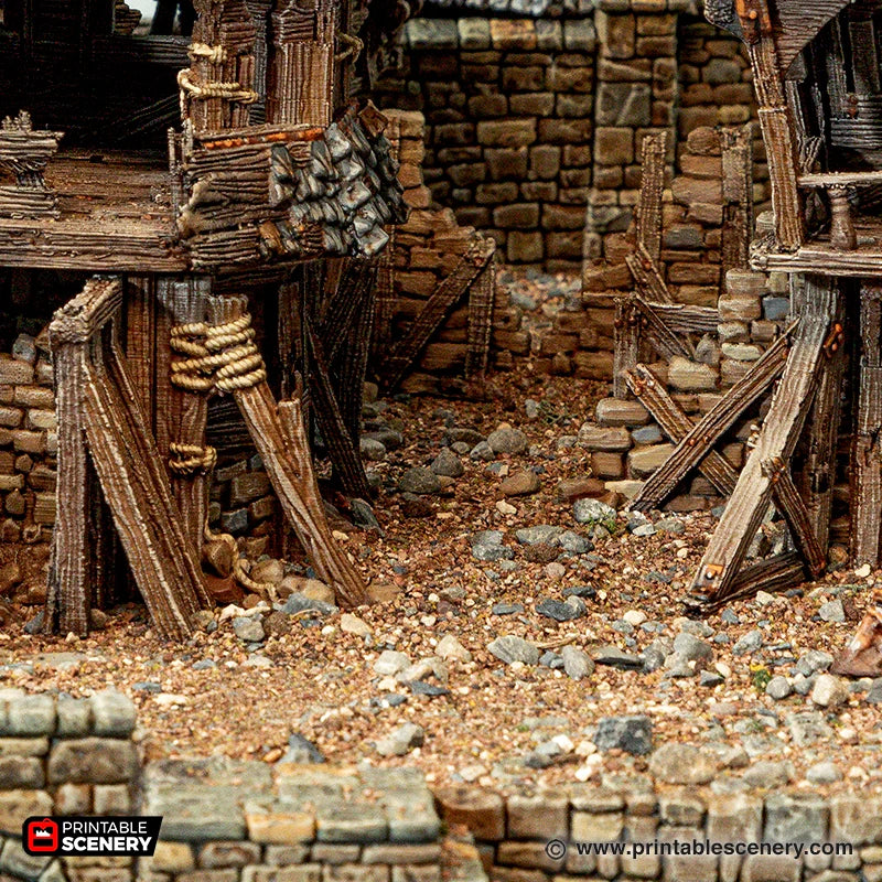 Bracing for Ruins - Cities of Ramshackle and Ruin - Printable Scenery - Terrain, Wargaming, D&D, DnD