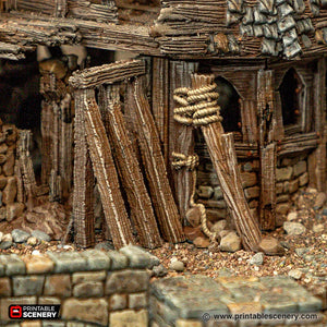 Bracing for Ruins - Cities of Ramshackle and Ruin - Printable Scenery - Terrain, Wargaming, D&D, DnD