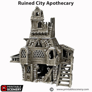 Ruined Apothecary - Cities of Ramshackle and Ruin - Printable Scenery - Terrain, Wargaming, D&D, DnD