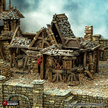 Load image into Gallery viewer, Ruined Blacksmith - Cities of Ramshackle and Ruin - Printable Scenery - Terrain, Wargaming, D&amp;D, DnD