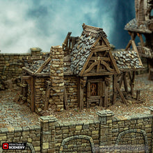Load image into Gallery viewer, Ruined Blacksmith - Cities of Ramshackle and Ruin - Printable Scenery - Terrain, Wargaming, D&amp;D, DnD