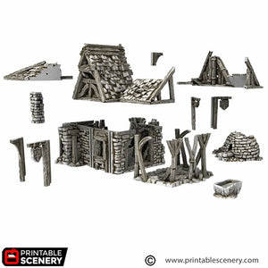 Ruined Blacksmith - Cities of Ramshackle and Ruin - Printable Scenery - Terrain, Wargaming, D&D, DnD