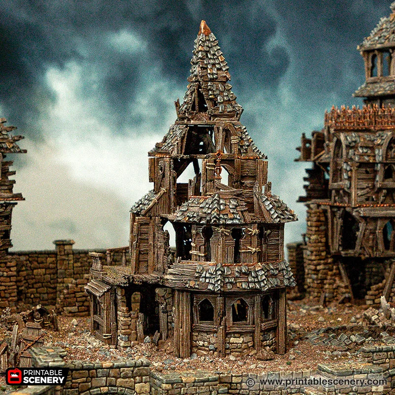 Ruined City Manor - Cities of Ramshackle and Ruin - Printable Scenery - Terrain, Wargaming, D&D, DnD