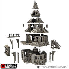 Load image into Gallery viewer, Ruined City Manor - Cities of Ramshackle and Ruin - Printable Scenery - Terrain, Wargaming, D&amp;D, DnD