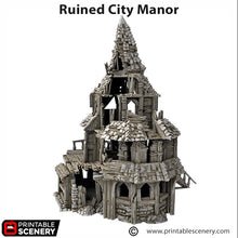 Load image into Gallery viewer, Ruined City Manor - Cities of Ramshackle and Ruin - Printable Scenery - Terrain, Wargaming, D&amp;D, DnD