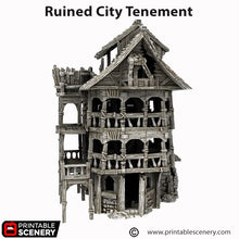Load image into Gallery viewer, Ruined City Tenement - Cities of Ramshackle and Ruin - Printable Scenery - Terrain, Wargaming, D&amp;D, DnD