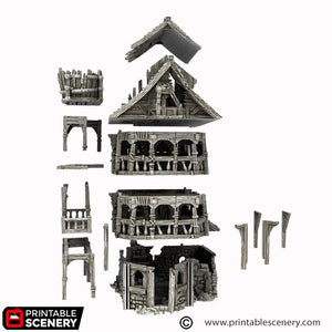 Ruined City Tenement - Cities of Ramshackle and Ruin - Printable Scenery - Terrain, Wargaming, D&D, DnD
