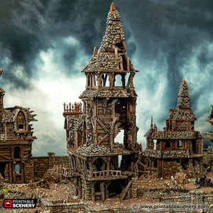 Ruined City Watch Headquarters - Cities of Ramshackle and Ruin - Printable Scenery - Terrain, Wargaming, D&D, DnD