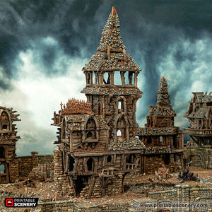 Ruined City Watch Headquarters - Cities of Ramshackle and Ruin - Printable Scenery - Terrain, Wargaming, D&D, DnD