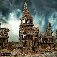Load image into Gallery viewer, Ruined City Watch Headquarters - Cities of Ramshackle and Ruin - Printable Scenery - Terrain, Wargaming, D&amp;D, DnD