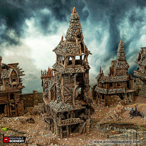Ruined City Watch Headquarters - Cities of Ramshackle and Ruin - Printable Scenery - Terrain, Wargaming, D&D, DnD