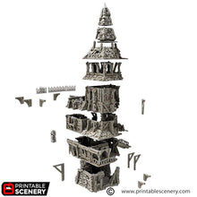 Load image into Gallery viewer, Ruined City Watch Headquarters - Cities of Ramshackle and Ruin - Printable Scenery - Terrain, Wargaming, D&amp;D, DnD