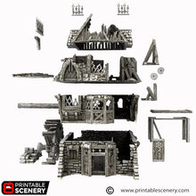 Load image into Gallery viewer, Ruined City Watermill - Cities of Ramshackle and Ruin - Printable Scenery - Terrain, Wargaming, D&amp;D, DnD