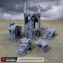 Load image into Gallery viewer, Blighted Stairway - Darkness &amp; Desolation - Printable Scenery - SystemHEX Terrain D&amp;D DnD