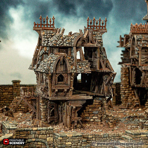 Ruined Merchant Guild - Cities of Ramshackle and Ruin - Printable Scenery - Terrain, Wargaming, D&D, DnD