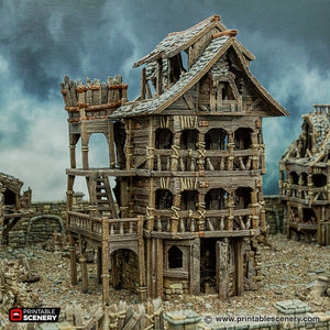 Ruined City Tenement - Cities of Ramshackle and Ruin - Printable Scenery - Terrain, Wargaming, D&D, DnD