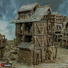 Load image into Gallery viewer, Ruined City Tenement - Cities of Ramshackle and Ruin - Printable Scenery - Terrain, Wargaming, D&amp;D, DnD