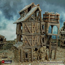 Load image into Gallery viewer, Ruined City Tenement - Cities of Ramshackle and Ruin - Printable Scenery - Terrain, Wargaming, D&amp;D, DnD