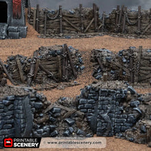 Load image into Gallery viewer, Ruined Trench Forts - Darkness &amp; Desolation - Trench Tombs - Printable Scenery - Wargaming Terrain