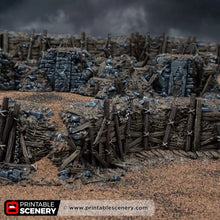 Load image into Gallery viewer, Ruined Trench Forts - Darkness &amp; Desolation - Trench Tombs - Printable Scenery - Wargaming Terrain