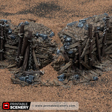 Load image into Gallery viewer, Ruined Trench Forts - Darkness &amp; Desolation - Trench Tombs - Printable Scenery - Wargaming Terrain