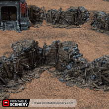 Load image into Gallery viewer, Ruined Trench Forts - Darkness &amp; Desolation - Trench Tombs - Printable Scenery - Wargaming Terrain