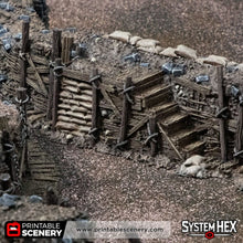 Load image into Gallery viewer, Trench Stairs - Darkness &amp; Desolation - Trench Tombs - Printable Scenery - Wargaming Terrain