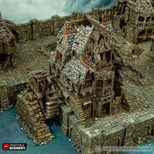 Load image into Gallery viewer, Ruined City Watermill - Cities of Ramshackle and Ruin - Printable Scenery - Terrain, Wargaming, D&amp;D, DnD