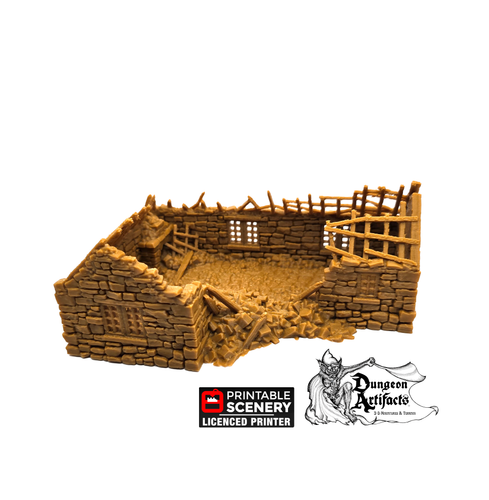 Ruined Highland Stone Barn - King and Country - Printable Scenery Terrain Wargaming D&D DnD 10mm 15mm 20mm 25mm 28mm 32mm 40mm 54mm Painted options