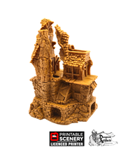 Load image into Gallery viewer, Ruined Hunters Lodge - Hagglethorn Hollow Printable Scenery 15mm 20mm 28mm 32mm 37mm Wargaming Terrain D&amp;D DnD Hunter&#39;s Lodge