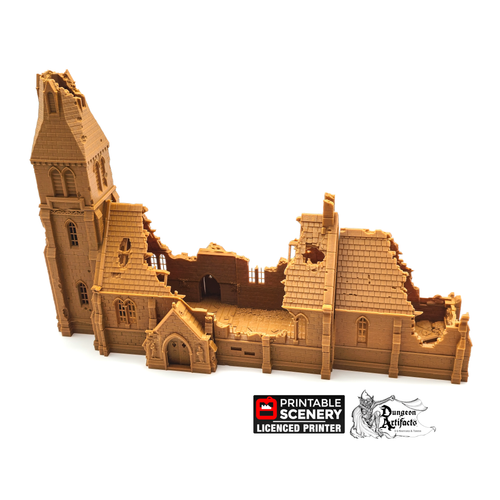 Ruined Medieval Church - Time Warp - Printable Scenery Wargaming Terrain Scatter D&D, DnD